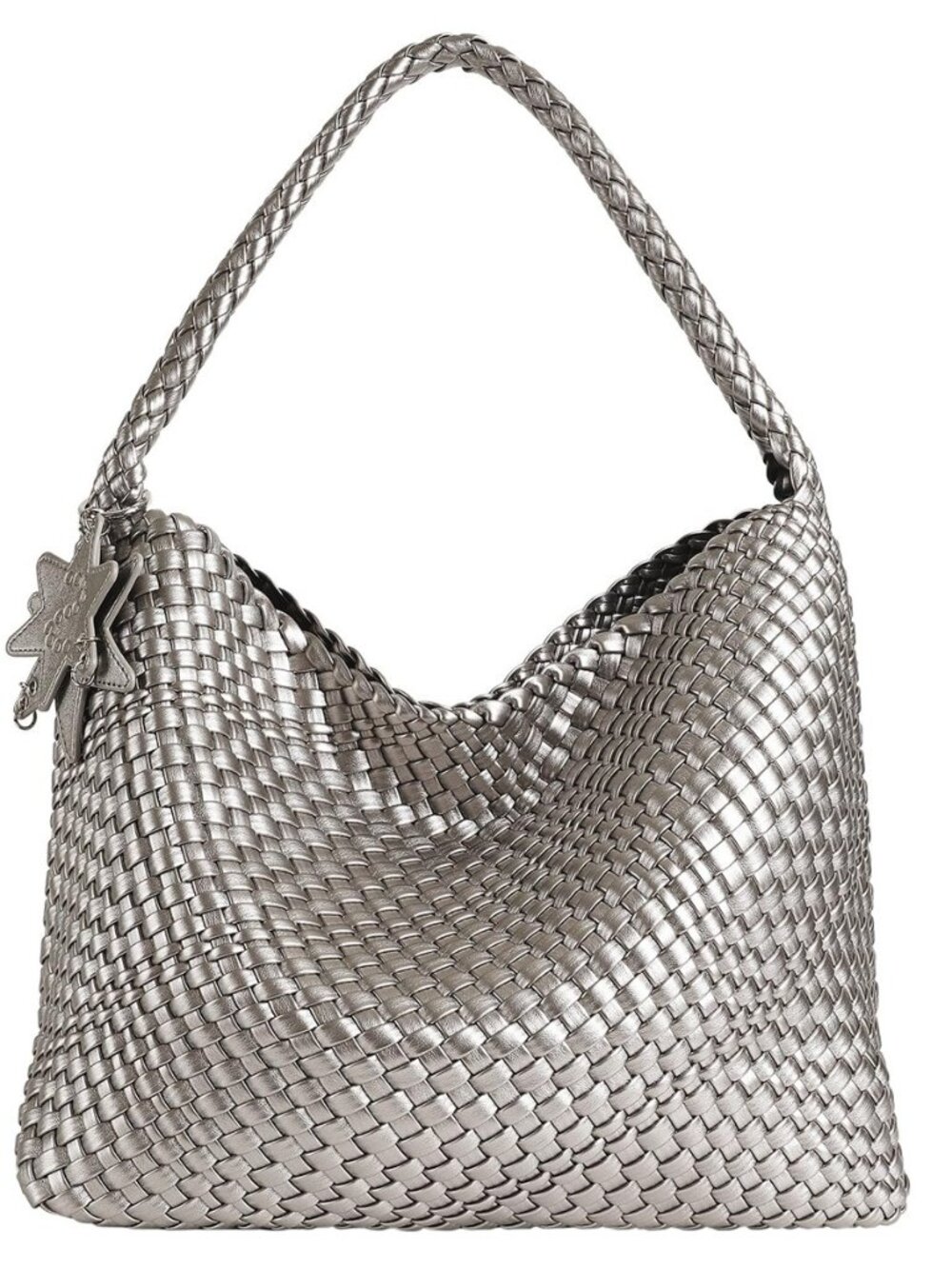 Leather Woven Tote Bag, Vegan Leather Slouchy Hobo Bag for Women, Large Shoulder